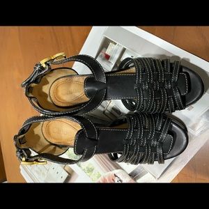 Black leather sandals